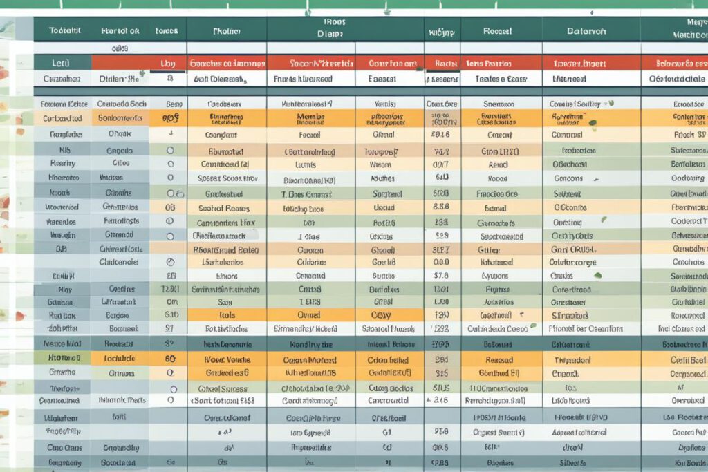 zestawienie tabelarne
